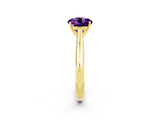 Yellow gold Round Cut Amethyst Solitaire Engagement Ring with Cathedral Setting and Four-Prong Mount_74