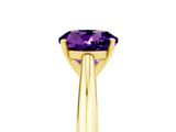 Yellow gold Round Cut Amethyst Solitaire Engagement Ring with Cathedral Setting and Four-Prong Mount_77