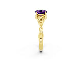 Yellow gold Round Cut Amethyst Solitaire Engagement Ring with Celtic Knot Band and Four-Prong Setting_2