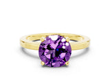Yellow gold Round Cut Amethyst Solitaire Engagement Ring with Classic Band and Four-Prong Setting_24