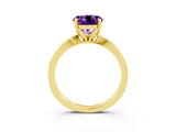 Yellow gold Round Cut Amethyst Solitaire Engagement Ring with Classic Band and Four-Prong Setting_27