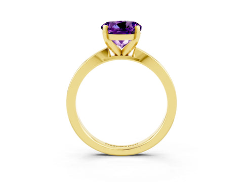 Yellow gold Round Cut Amethyst Solitaire Engagement Ring with Classic Band and Four-Prong Setting_27