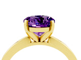 Yellow gold Round Cut Amethyst Solitaire Engagement Ring with Classic Band and Four-Prong Setting_28