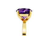 Yellow gold Round Cut Amethyst Solitaire Engagement Ring with Classic Band and Four-Prong Setting_29