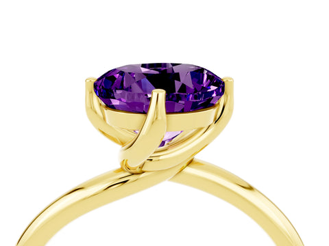 Yellow gold Round Cut Amethyst Solitaire Engagement Ring with Four-Prong Setting and Classic Band_16