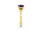Yellow gold Round Cut Amethyst Solitaire Engagement Ring with Round Band and Four-Prong Setting_2