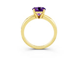 Yellow gold Round Cut Amethyst Solitaire Engagement Ring with Round Band and Four-Prong Setting_3