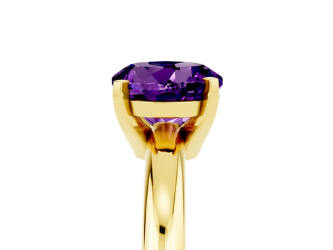Yellow gold Round Cut Amethyst Solitaire Engagement Ring with Round Band and Four-Prong Setting_5