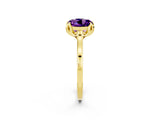 Yellow gold Round Cut Amethyst Solitaire Ring with Flower Prong Setting and Classic Band_38