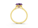 Yellow gold Round Cut Amethyst Solitaire Ring with Flower Prong Setting and Classic Band_39