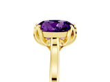 Yellow gold Round Cut Amethyst Solitaire Ring with Flower Prong Setting and Classic Band_41