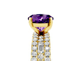 Yellow gold Round Cut Amethyst Solitaire Ring with Pavé and Channel Set Band_5