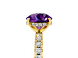 Yellow gold Round Cut Amethyst Solitaire Ring with Round  Pavé Band and Four-Prong Setting_41
