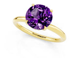 Yellow gold Round Cut Amethyst Solitaire Ring with Thin Band and Four-Prong Setting_13
