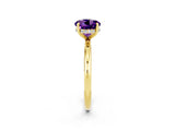 Yellow gold Round Cut Amethyst Solitaire Ring with Thin Band and Four-Prong Setting_14