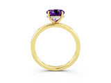 Yellow gold Round Cut Amethyst Solitaire Ring with Thin Band and Four-Prong Setting_15