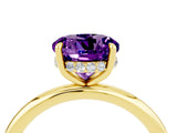 Yellow gold Round Cut Amethyst Solitaire Ring with Thin Band and Four-Prong Setting_16