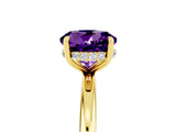 Yellow gold Round Cut Amethyst Solitaire Ring with Thin Band and Four-Prong Setting_17