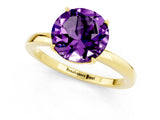 Yellow gold Round Cut Amethyst Solitaire Ring with Thin Band and Prong Setting_13