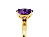 Yellow gold Round Cut Amethyst Solitaire Ring with Thin Band and Prong Setting_17