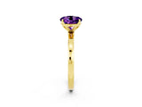 Yellow gold Round Cut Amethyst Solitaire Ring with Thin Band and Prong Setting_26
