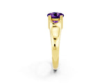 Yellow gold Round Cut Amethyst Solitaire Ring with Wide Band and Prong Setting_2