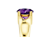 Yellow gold Round Cut Amethyst Solitaire Ring with Wide Band and Prong Setting_5
