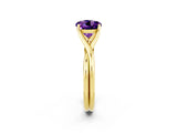 Yellow gold Round Cut Amethyst Solitaire Twist Band Prong Setting Ring_48