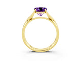 Yellow gold Round Cut Amethyst Solitaire Twist Band Prong Setting Ring_49