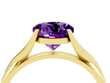 Yellow gold Round Cut Amethyst Solitaire Twist Band Prong Setting Ring_50