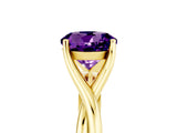 Yellow gold Round Cut Amethyst Solitaire Twist Band Prong Setting Ring_51