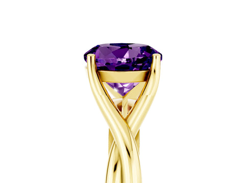Yellow gold Round Cut Amethyst Solitaire Twist Band Prong Setting Ring_51