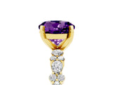 Yellow gold Round Cut Amethyst Solitaire with Side Stones, Pave Band, Four-Prong Setting_41