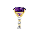 Yellow gold Round Cut Amethyst Solitaire with Side Stones on a Pavé Band and Four-Prong Setting_5