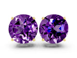10K Yellow Gold 3.00 Carat Round Amethyst Stud Earrings