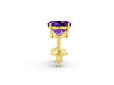 10K Yellow Gold 3.00 Carat Round Amethyst Stud Earrings