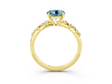 Yellow gold Round Cut Aquamarine Cluster Side Stone Solitaire Ring with Prong Setting_27
