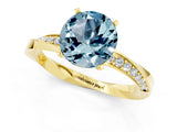 Yellow gold Round Cut Aquamarine Engagement Ring with Side Stone Accents and Four-Prong Setting_73