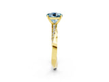 Yellow gold Round Cut Aquamarine Engagement Ring with Side Stone Accents and Four-Prong Setting_74
