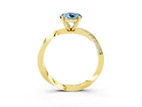 Yellow gold Round Cut Aquamarine Engagement Ring with Side Stone Accents and Four-Prong Setting_75