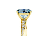Yellow gold Round Cut Aquamarine Engagement Ring with Side Stone Accents and Four-Prong Setting_77