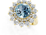 Yellow gold Round Cut Aquamarine Floral Double Halo Engagement Ring with Prong Setting_73