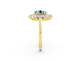Yellow gold Round Cut Aquamarine Floral Double Halo Engagement Ring with Prong Setting_74