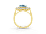 Yellow gold Round Cut Aquamarine Floral Double Halo Engagement Ring with Prong Setting_75