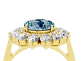 Yellow gold Round Cut Aquamarine Floral Double Halo Engagement Ring with Prong Setting_76