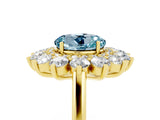 Yellow gold Round Cut Aquamarine Floral Double Halo Engagement Ring with Prong Setting_77
