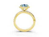 Yellow gold Round Cut Aquamarine Halo Ring with Round Split Shank and Prong Setting_51
