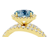 Yellow gold Round Cut Aquamarine Halo Ring with Round Split Shank and Prong Setting_52