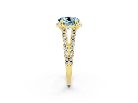 Yellow gold Round Cut Aquamarine Halo Split Shank Engagement Ring_14