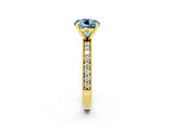 Yellow gold Round Cut Aquamarine Milgrain Pavé Engagement Ring with Four-Prong Setting_2